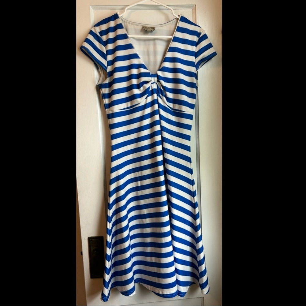 Lindy Bop striped blue and white dress